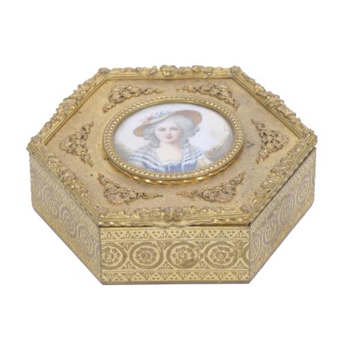 FRENCH BÉLLE EPOQUE HEXAGONAL JEWELLERY BOX, CIRCA 1880 - 1890.