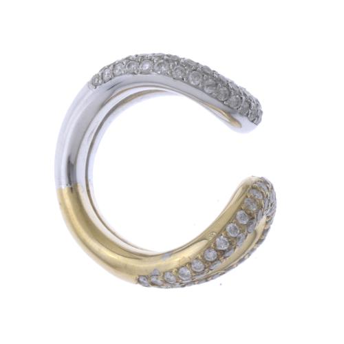 BICOLOUR RING PAVED WITH DIAMONDS.