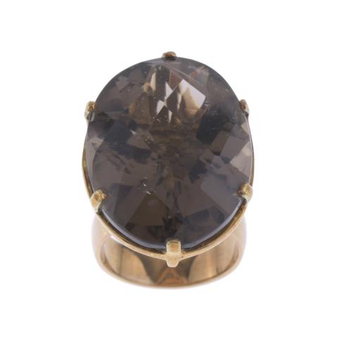 LARGE RING WITH SMOKY QUARTZ
