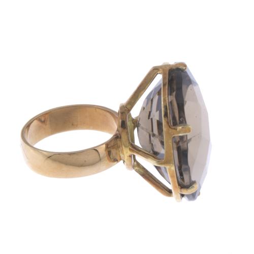 LARGE RING WITH SMOKY QUARTZ