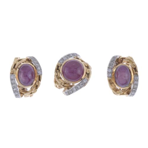 EARRINGS AND RING SET.