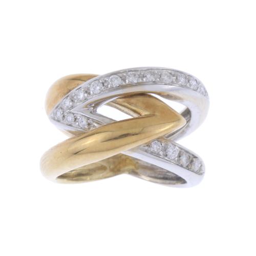 BICOLOUR RING WITH DIAMONDS