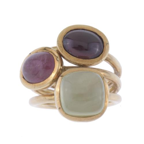 BULGARI-LIKE RING WITH CABOCHON GEMSTONES.