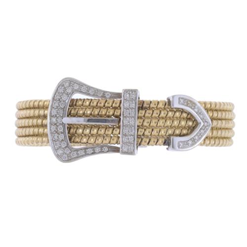 PULSERA ESCLAVA CON DIAMANTES FORMANDO CINTURÓN.