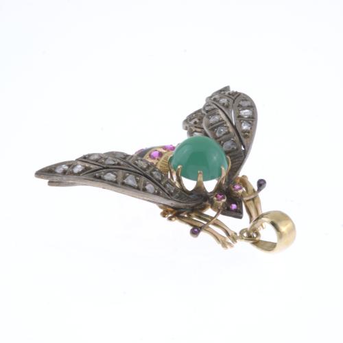 FLY PENDANT WITH GEMSTONES.