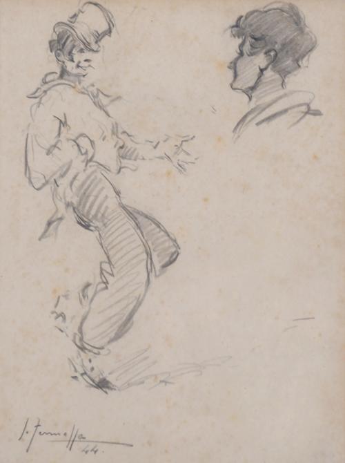 JOAQUIM TERRUELLA MATILLA (1891-1957). Esbozo para bailarín y retrato, 1944.