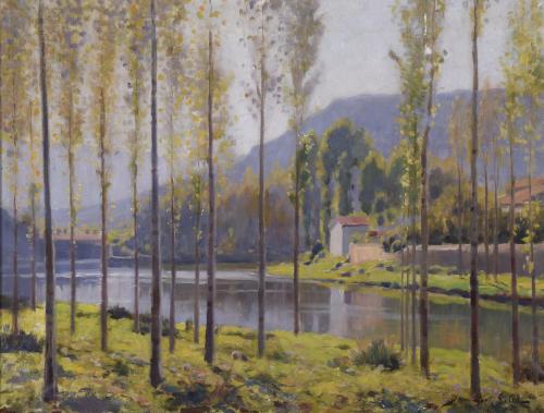 DOMINGO SOLER (1871-1951). "AVENUE AND RIVER".