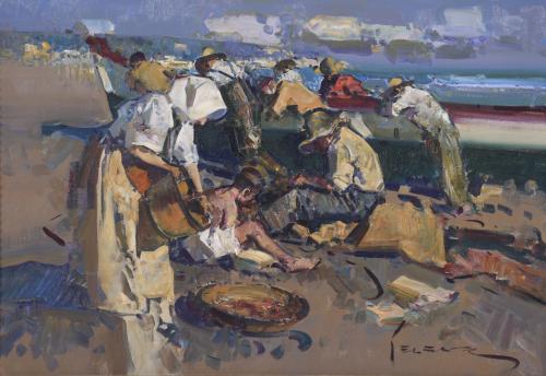EUSTAQUIO SEGRELLES (1936). "FISHERMEN ON THE BEACH".