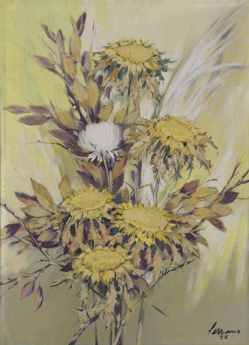 JOSEP MlGUEL SERRANO (1912-1982). "SUNFLOWERS STILL LIFE", 1975.