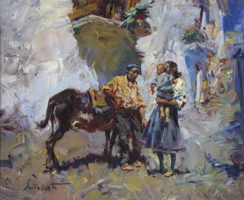 JOSEP SERRASANTA (1916-1998). "FAMILY AND DONKEY".