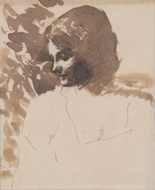 ALFREDO SISQUELLA ORIOL (1900-1964). Esbozo "RETRATO FEMENINO DE PERFIL".