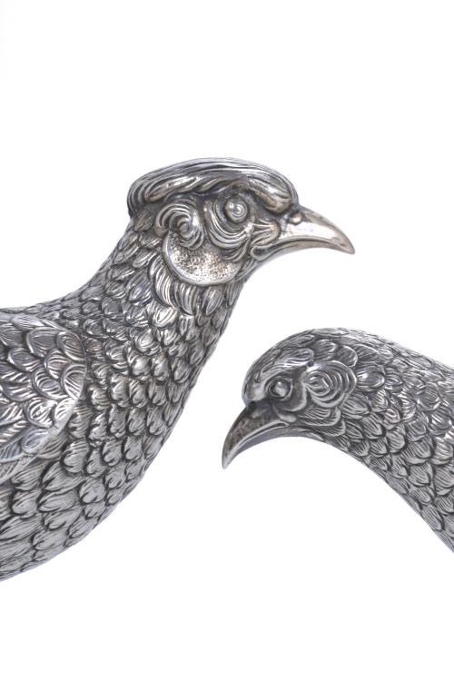 PAIR OF SILVER PHEASANTS, CIRCA 1950.