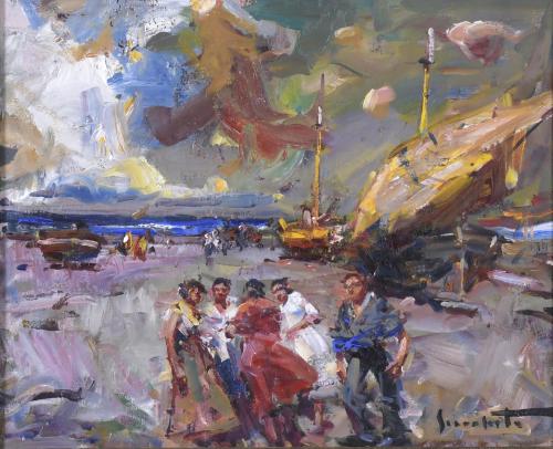 JOSEP SERRASANTA (1916-1998). "FIGURES ON THE BEACH".