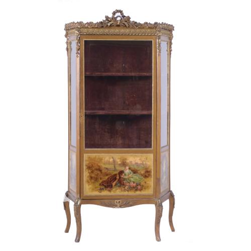TRANSITION STYLE DISPLAY CABINET, EARLY 20TH CENTURY.