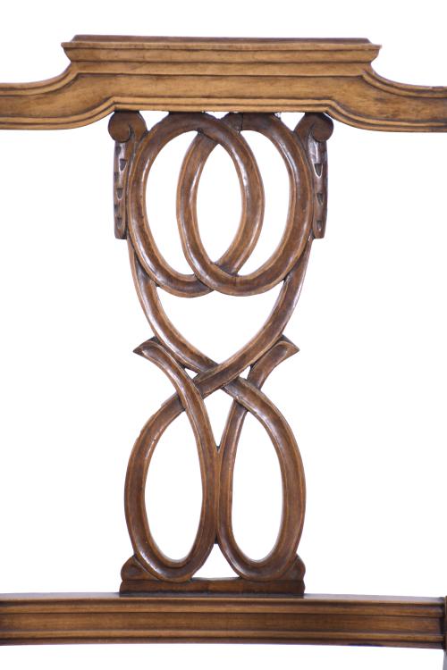 SET OF SIX LOUIS XVI CHAIRS WITH ARMRESTS.
