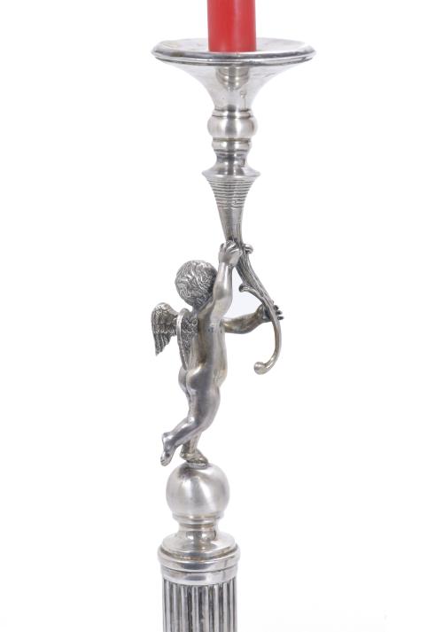 PAIR OF SILVER CANDELABRA.