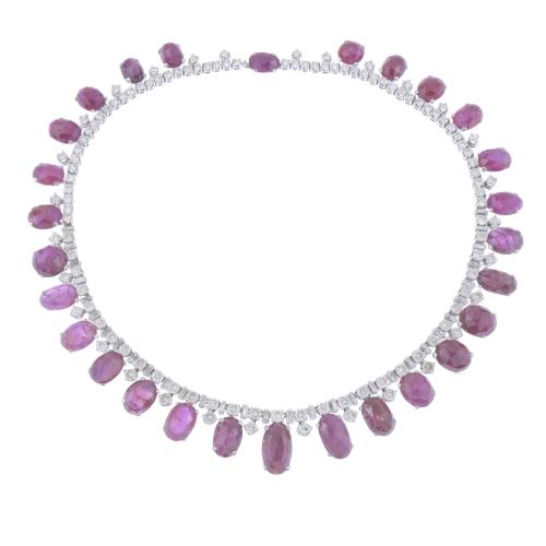 RUBIES AND DIAMONDS NECKLACE. FIRST HALF OF THE 20TH CENTURY.