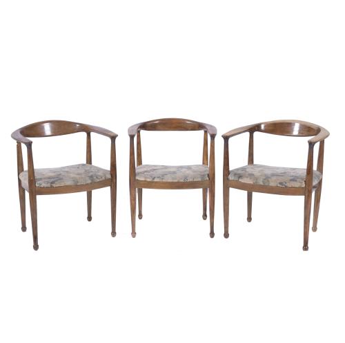 SET OF THREE CHAIRS AFTER MODELS BY HANS J. WEGNER, 20TH CENTURY