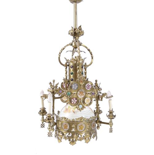 MODERNIST CEILING LAMP AFTER MODELS BY JOSEP PUIG I CADAFALCH (1867 - 1956), CIRCA 1900.
