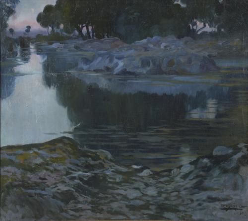 ANTONI ROS I GUELL (1873-1954) "AL ANOCHECER", Banyoles, 1903.