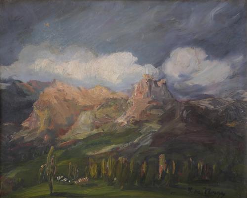 SEGISMUNDO DE NAGY (1872-1932).  "LANDSCAPE WITH MOUNTAINS".