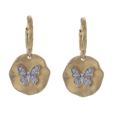 HOOP EARRINGS WITH DIAMONDS BUTTERFLY.