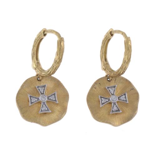 EARRINGS WITH DIAMONDS CROSS.