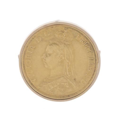 PENDANT WITH COIN OF QUEEN VICTORIA OF THE UNITED KINGDOM.