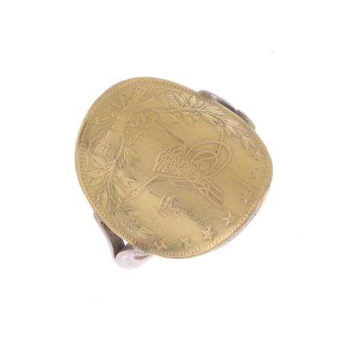 TURKISH COIN OF 1909 TRANSFORMED INTO A RING.