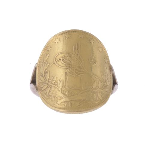 TURKISH COIN OF 1909 TRANSFORMED INTO A RING.