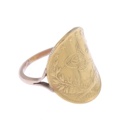 TURKISH COIN OF 1909 TRANSFORMED INTO A RING.