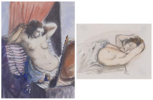 JOAN COMMELERAN (1902-1992). Pareja de "DESNUDOS FEMENINOS", 1933-1934.