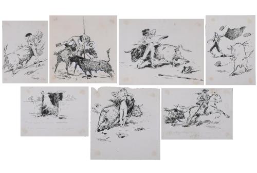 JOAQUIM TERRUELLA MATILLA (1891-1957). 7 bullfighting-themed drawings.
