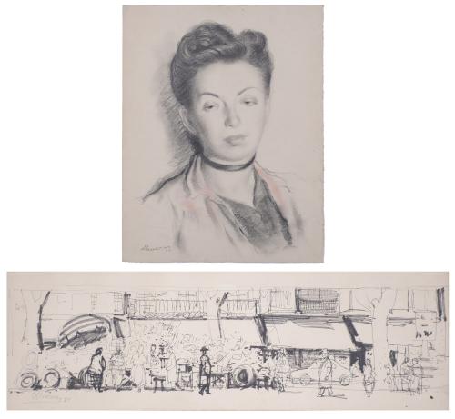 FREDERIC LLOVERAS HERRERA (1912-1983). "RETRATO" Y "PAISAJE URBANO", 1944-59.