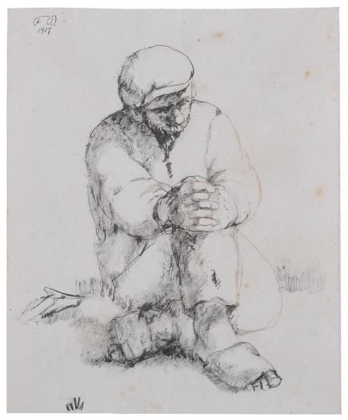 EARLY 20TH CENTURY CATALAN SCHOOL. "MALE FIGURE WITH A BARRETINA HAT", 1917.