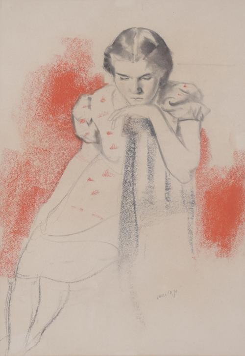 FRANCESC DOMINGO SEGURA (1893-1974). "GIRL SEATING".
