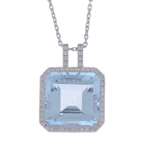 PENDANT WITH LARGE CENTRAL AQUAMARINE