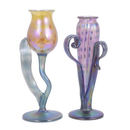 CONJUNTO DE JARRONES EN CRISTAL DE BOHEMIA ART NOUVEAU, CIRCA 1900.