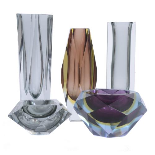 FLAVIO POLI (1900-1984) SET OF FIVE VASES, CIRCA 1960.