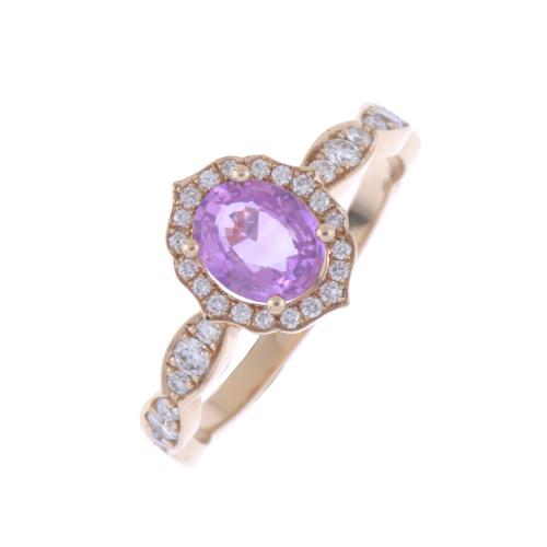 ROSE SAPPHIRE AND DIAMONDS RING