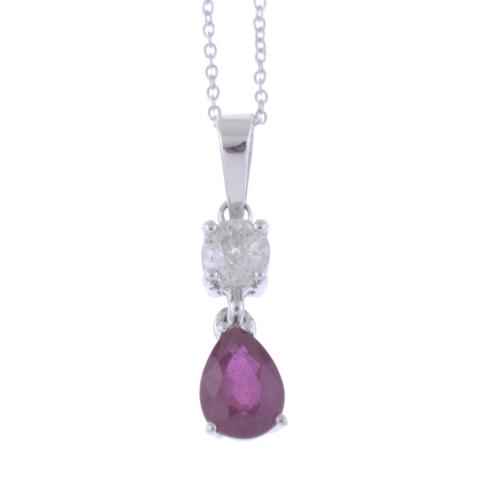 PENDANT WITH RUBY AND DIAMOND.