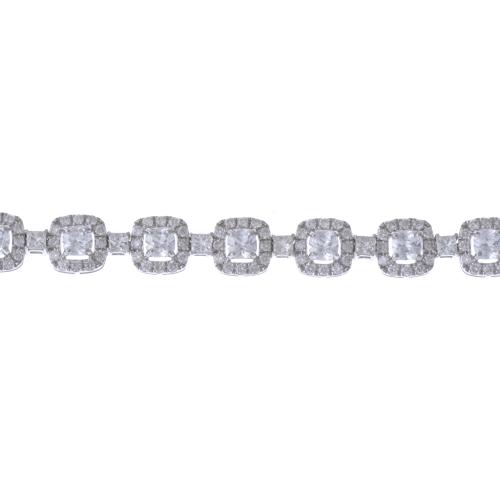 PULSERA DE ESLABONES CON ZAFIROS BLANCOS Y DIAMANTES