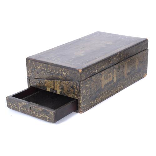 ORIENTAL GILT LACQUERED BOX, 19TH CENTURY. 