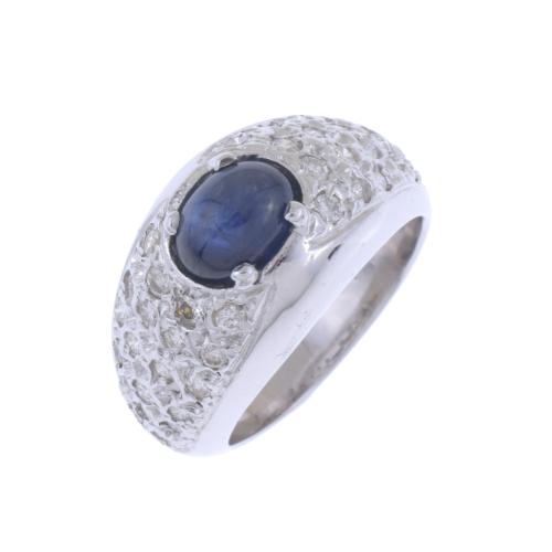 BOMBÉ RING WITH SAPPHIRE AND DIAMONDS