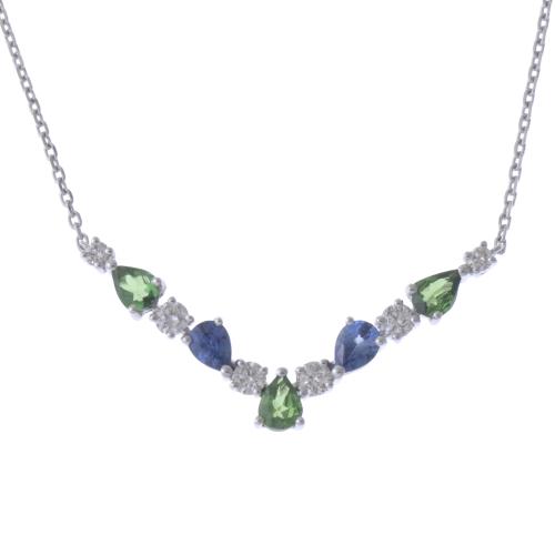 NECKLACE WITH SAPPHIRES, TSAVORITES AND DIAMONDS