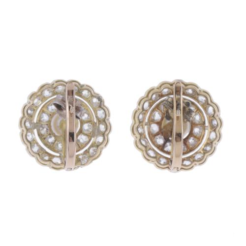 DIAMONDS AND PEARLS ROSETTE EARRINGS. FIRST HALF OF THE 20T