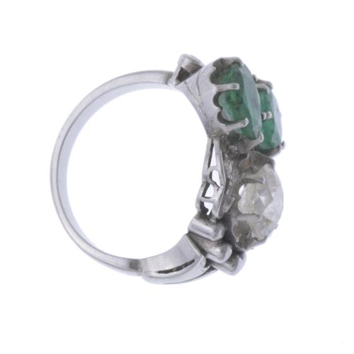 DIAMONDS AND EMERALDS SHUTTLE RING