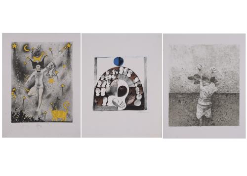 JOSEP UCLÉS CIFUENTES (1952-2013), JOSEP BAQUÉS (1931) AND FLORENCIO GALINDO (1947-2016). 3 lithographs.