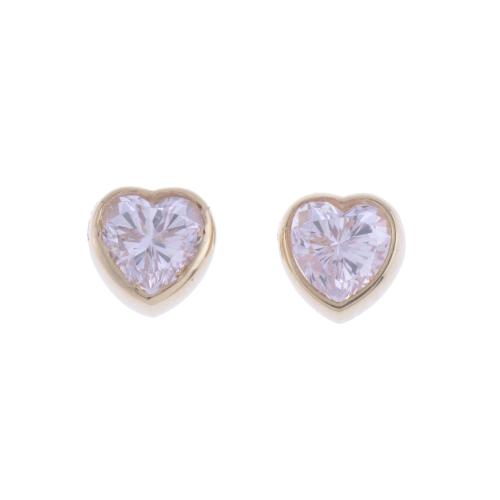 HEART-SHAPED EARRINGS WITH ROSE ZIRCON