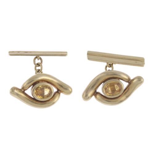 CUFFLINKS WITH AMBER QUARTZES, SOLER - CABOT